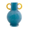 - Vase Fiesta glass bright blue, yellow handles*Present time Sale