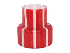 - Vase Rayado Retro wide bright scarlet red^Present time Clearance