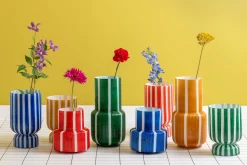 - Vase Rayado Retro wide bright scarlet red^Present time Clearance