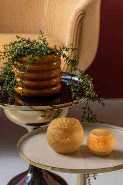 - Votive Chique Ribbed small glass latte brown*Present time Clearance