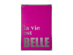 - Wall art La Vie Est Belle canvas medium dark pink, silver foil^Present time Outlet