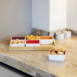 - 6 skåle på bakke i træ - no. 3*REMEMBER Clearance