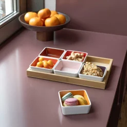 - 6 skåle på bakke i træ - no. 3*REMEMBER Clearance