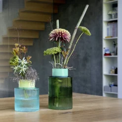 - Vase - Groove S - Blå^REMEMBER
