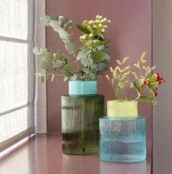 - Vase - Groove S - Blå^REMEMBER