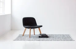 Rug Solid - Tæppe m. læder, light grey - 60x90 cm* Outlet