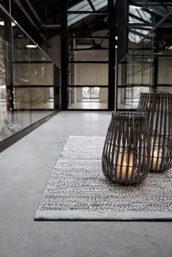 Rug Solid - Tæppe m. læder, light grey - 60x90 cm* Outlet