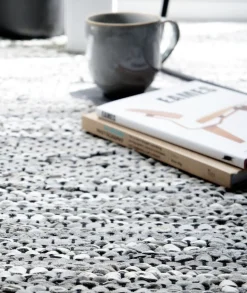 Rug Solid - Tæppe m. læder, light grey - 60x90 cm* Outlet