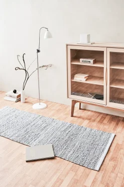 Rug Solid - Tæppe m. læder, light grey - 60x90 cm* Outlet