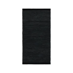 Rug Solid - Tæppe m. læder, sort - 65x135 cm* Best