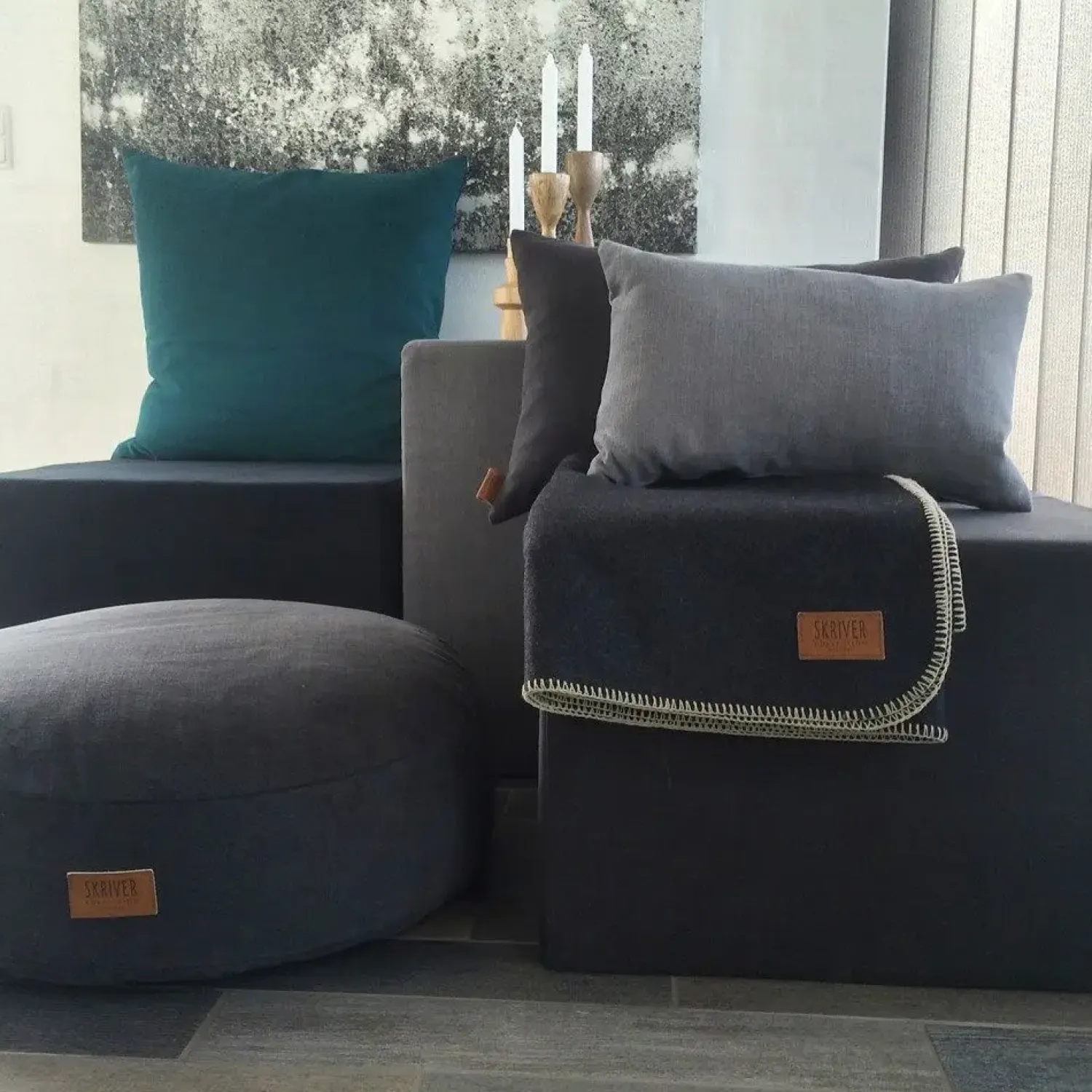 - Pude - Hotmadi - blå - 45x45 cm*Skriver Collection Outlet