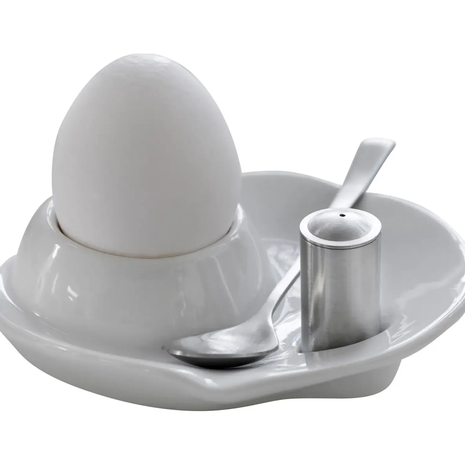 Steel-Function - Æggebægre med ske og salt shaker - sæt med 4 stk.*Steel Function Online