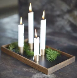 bakke m. lysestager - Candletray - Sort olieret eg og messing^The Oak Men Outlet
