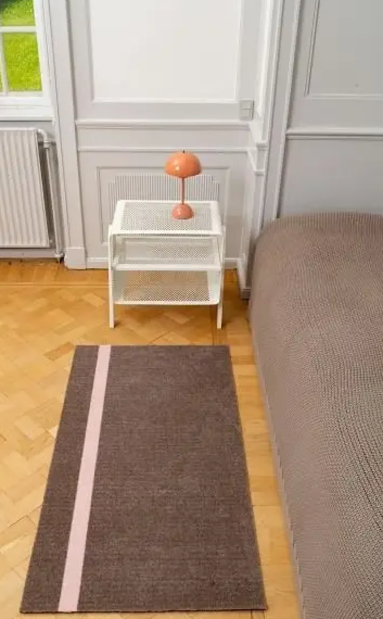 - Smudsmåtte - Stripes Vertical - Sand/Lyserød - 67x120 cm*Tica Copenhagen Sale