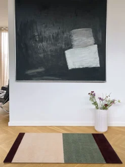 - Smudsmåtte - Stripes Horizon - Grøn/Ivory/Bordeaux - 60x90 cm*Tica Copenhagen Discount