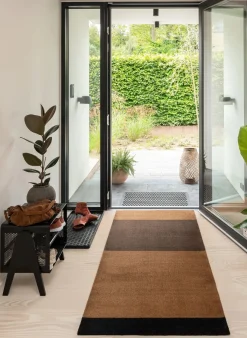 - Smudsmåtte - Stripes Horizon - Cognac/Dark Brown/Black - 90x200 cm^Tica Copenhagen Best