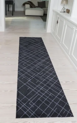 - Smudsmåtte - Lines - Sort/grå - 67x250 cm*Tica Copenhagen Discount