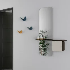 - Entrespejl - One More Look - Hvid med mørk Eg - Pearl white/dark oak^Umage New