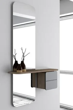 - Entrespejl - One More Look - Gul med mørk Eg - Saffron yellow/dark oak^Umage Online