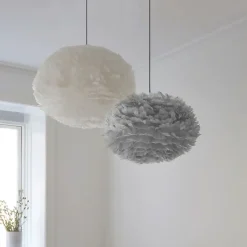 - Lampeskærm - Eos - Lys Grå fjer - Medium*Umage Discount