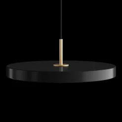 - Loftlampe pendel m/ messingtop - Asteria - Sort - Medium Ø43 cm*Umage Best