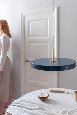 - Pendel m/ ståltop - Asteria - Petrol blue - Medium Ø43 cm*Umage