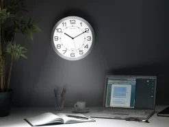 - Væg Ur - MOON MED LYS - SØLV^Unilux Clearance